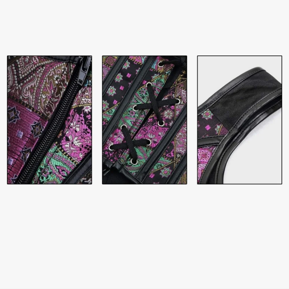 Elegant Jacquard Patchwork Corset Bustier Bodyshaper. Size 6XL. - Picture 6 of 9